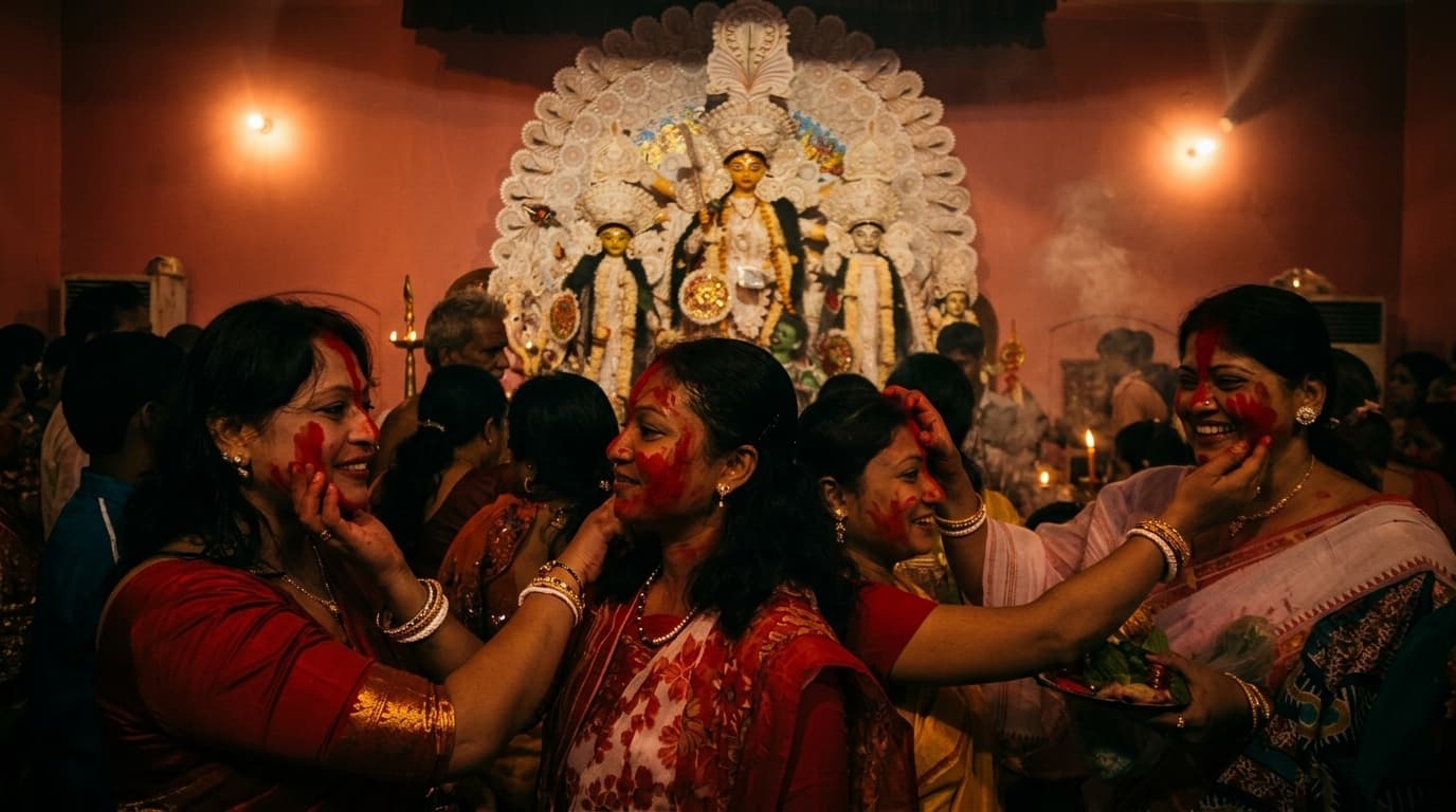 সিঁদুর খেলা: বিদায়ের রঙে নারীশক্তি ও সখ্যতার উদযাপন